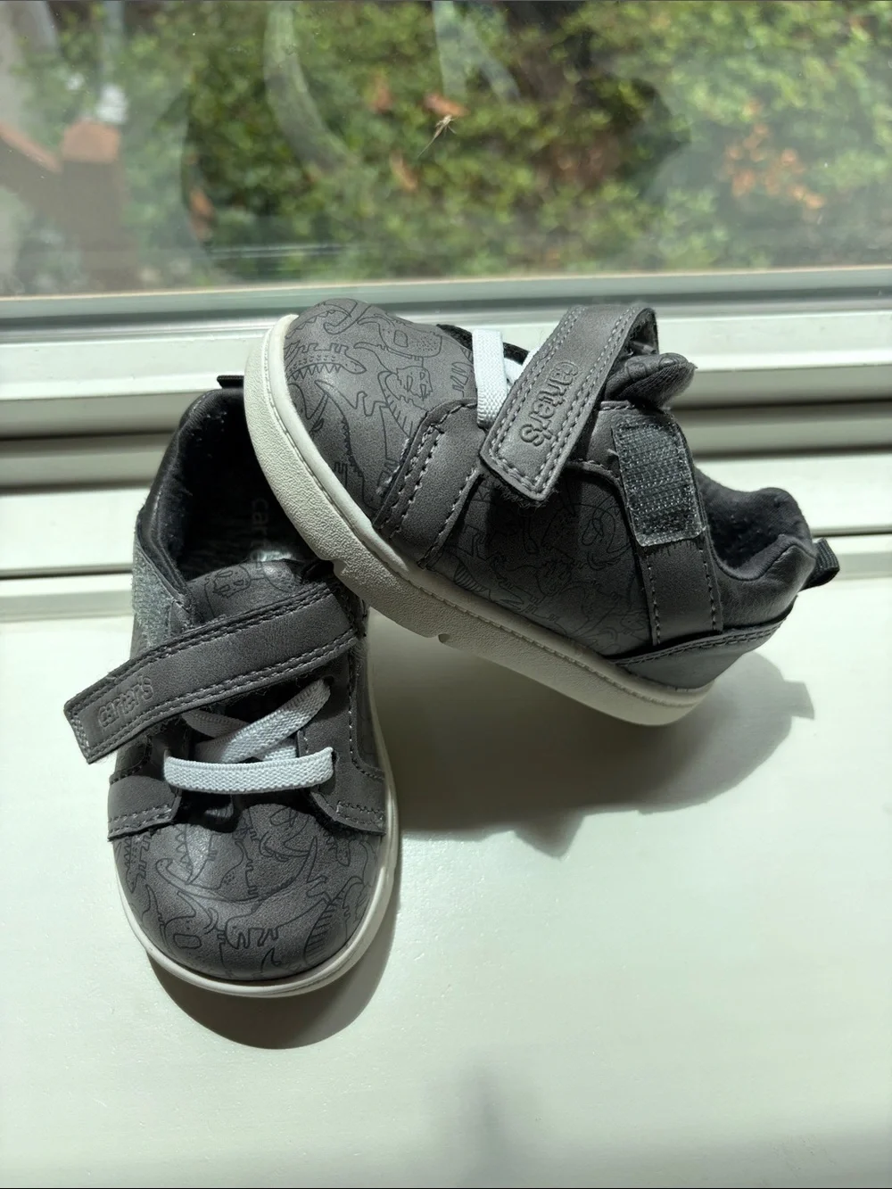 Carters Toddler Gray Velcro Sneakers with White Accents